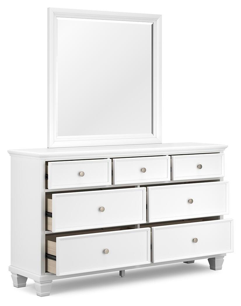 Fortman Queen Panel Storage Bed with Mirrored Dresser and Nightstand