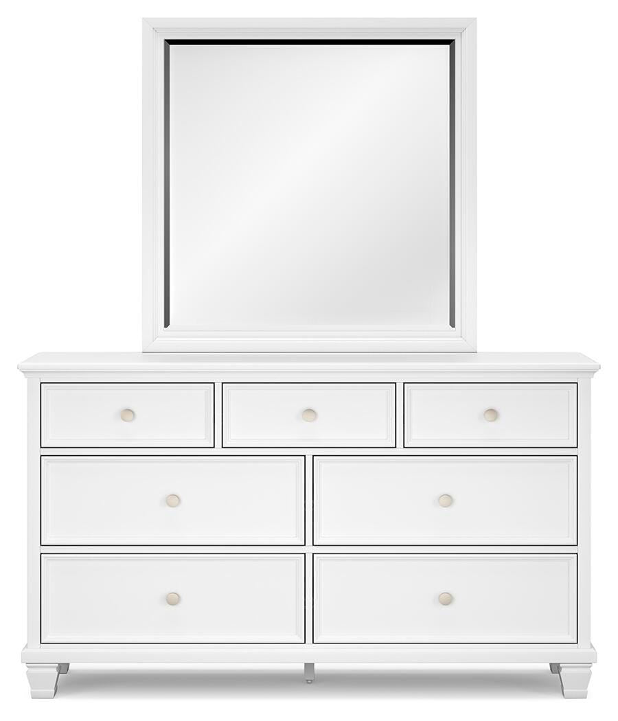 Fortman California King Panel Storage Bed, Dresser, Mirror and Nightstand