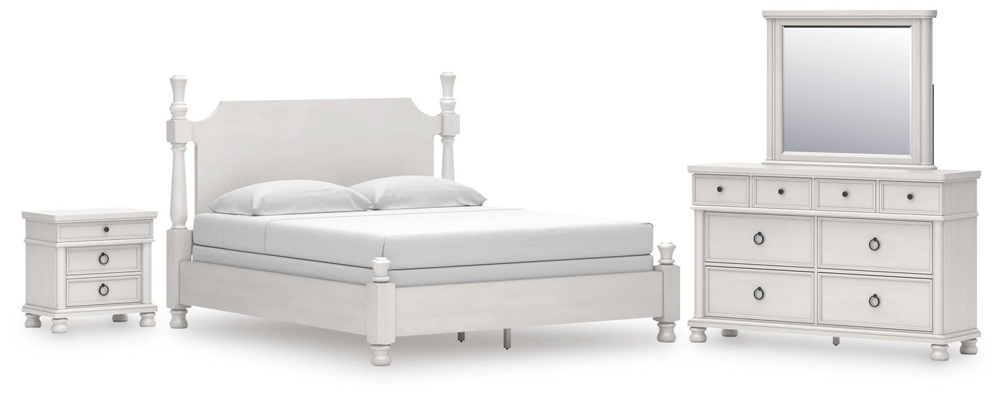 Rowlenstown California King Poster Bed, Dresser, Mirror and Nightstand