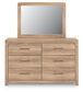 Kinlanni King Upholstered Panel Bed, Dresser, Mirror and Nightstand