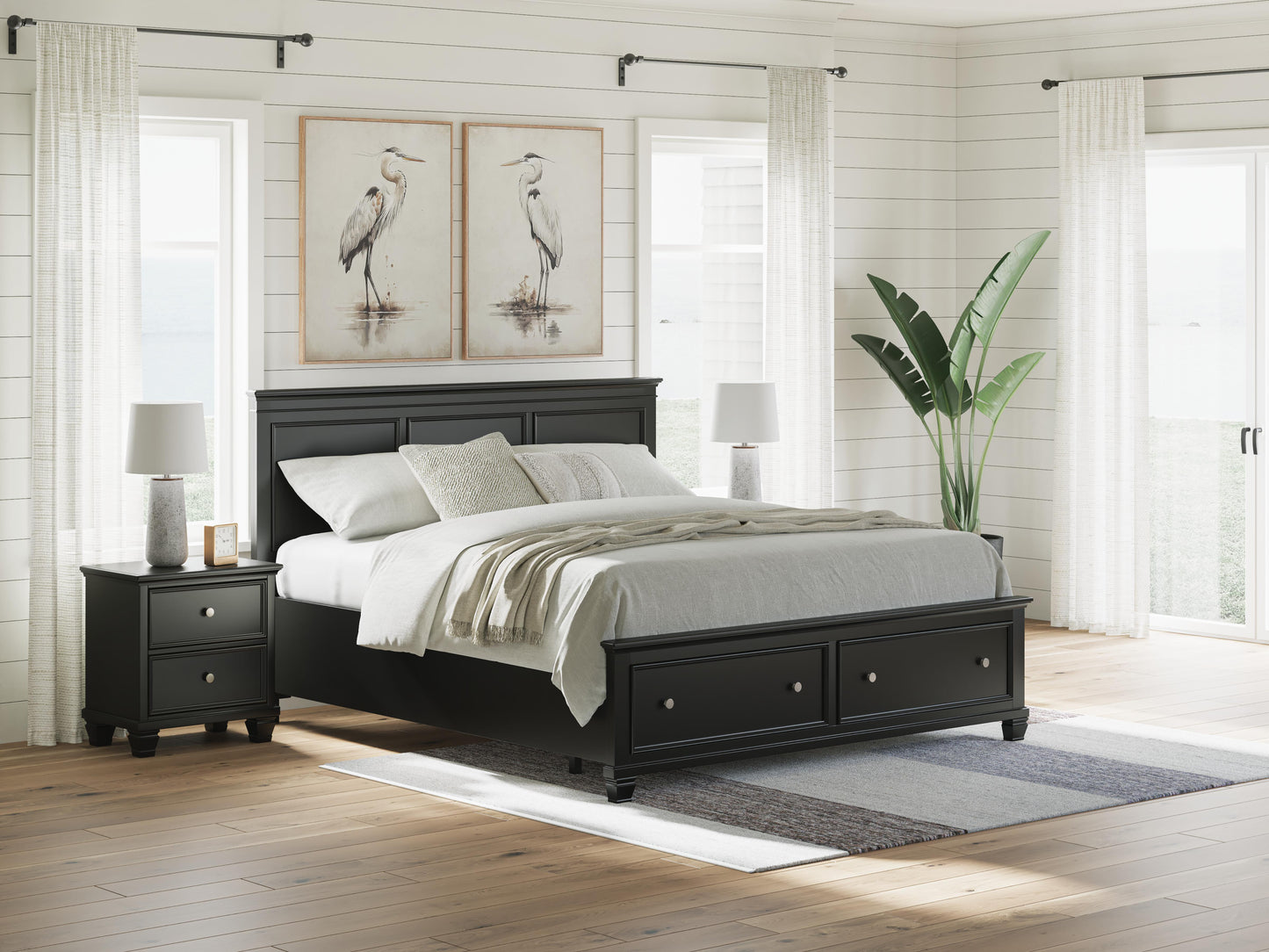 Lanolee California King Panel Storage Bed, Dresser and Mirror