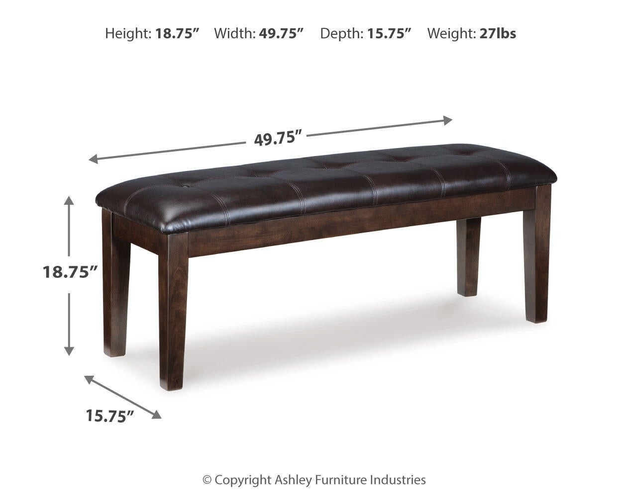 Haddigan Large UPH Dining Room Bench