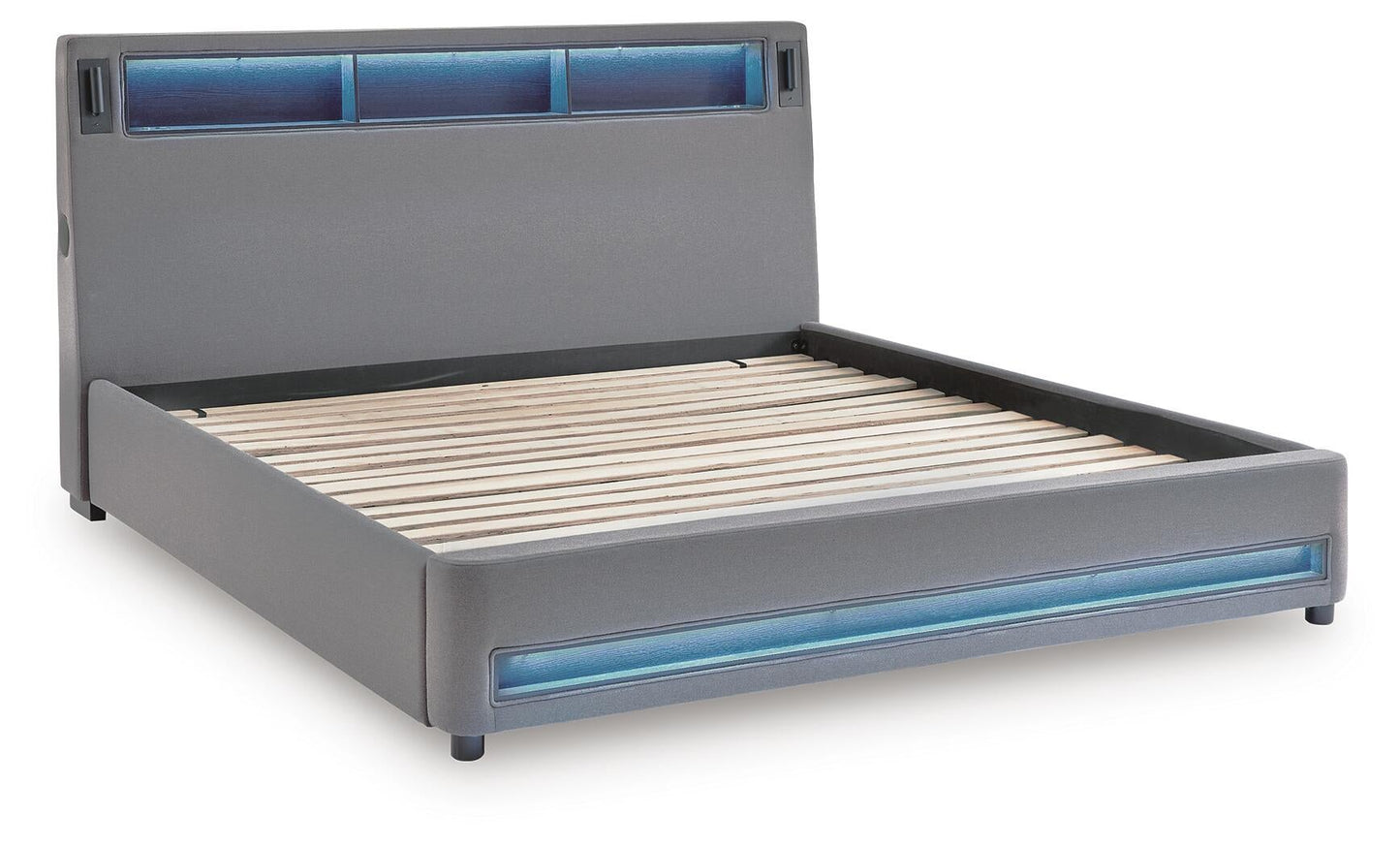 Verishaw King Upholstered Bed with Wireless Audio