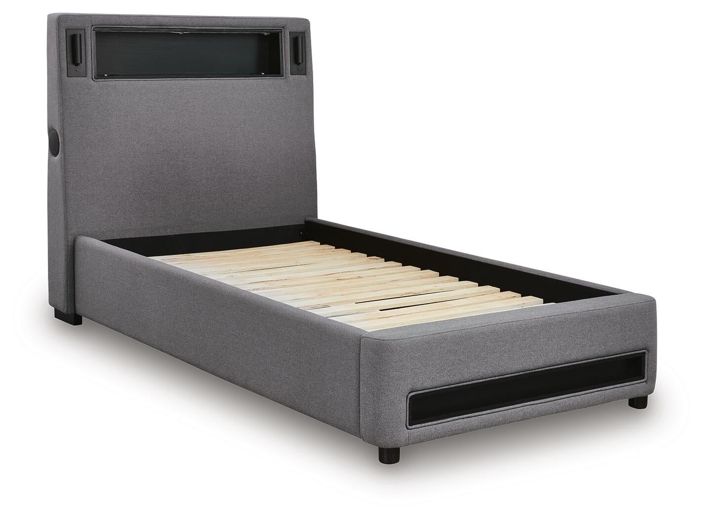 Verishaw Twin Upholstered Bed with Wireless Audio