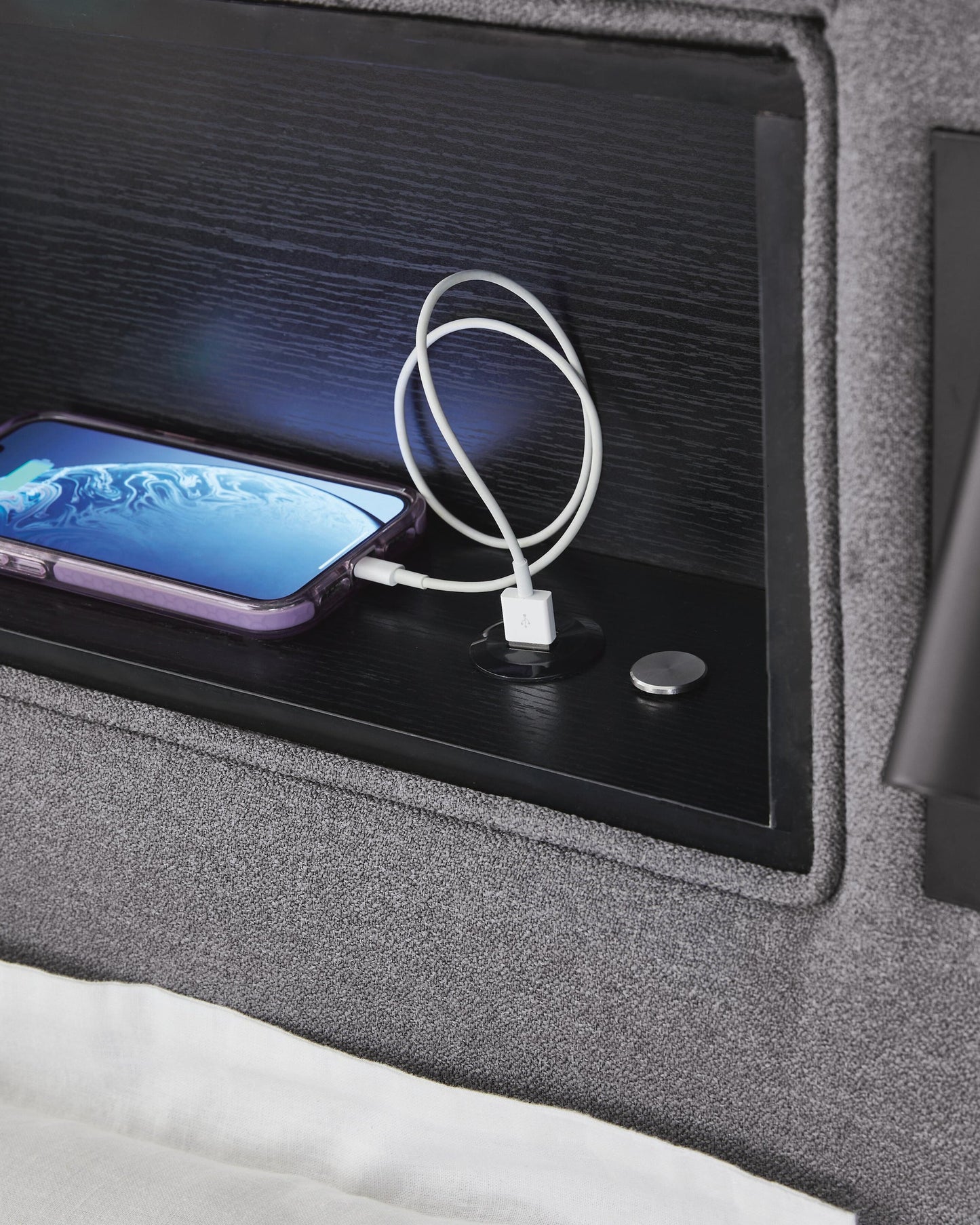 Verishaw Twin Upholstered Bed with Wireless Audio