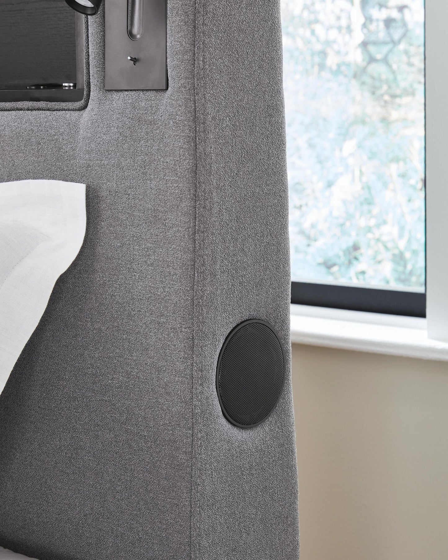 Verishaw Twin Upholstered Bed with Wireless Audio