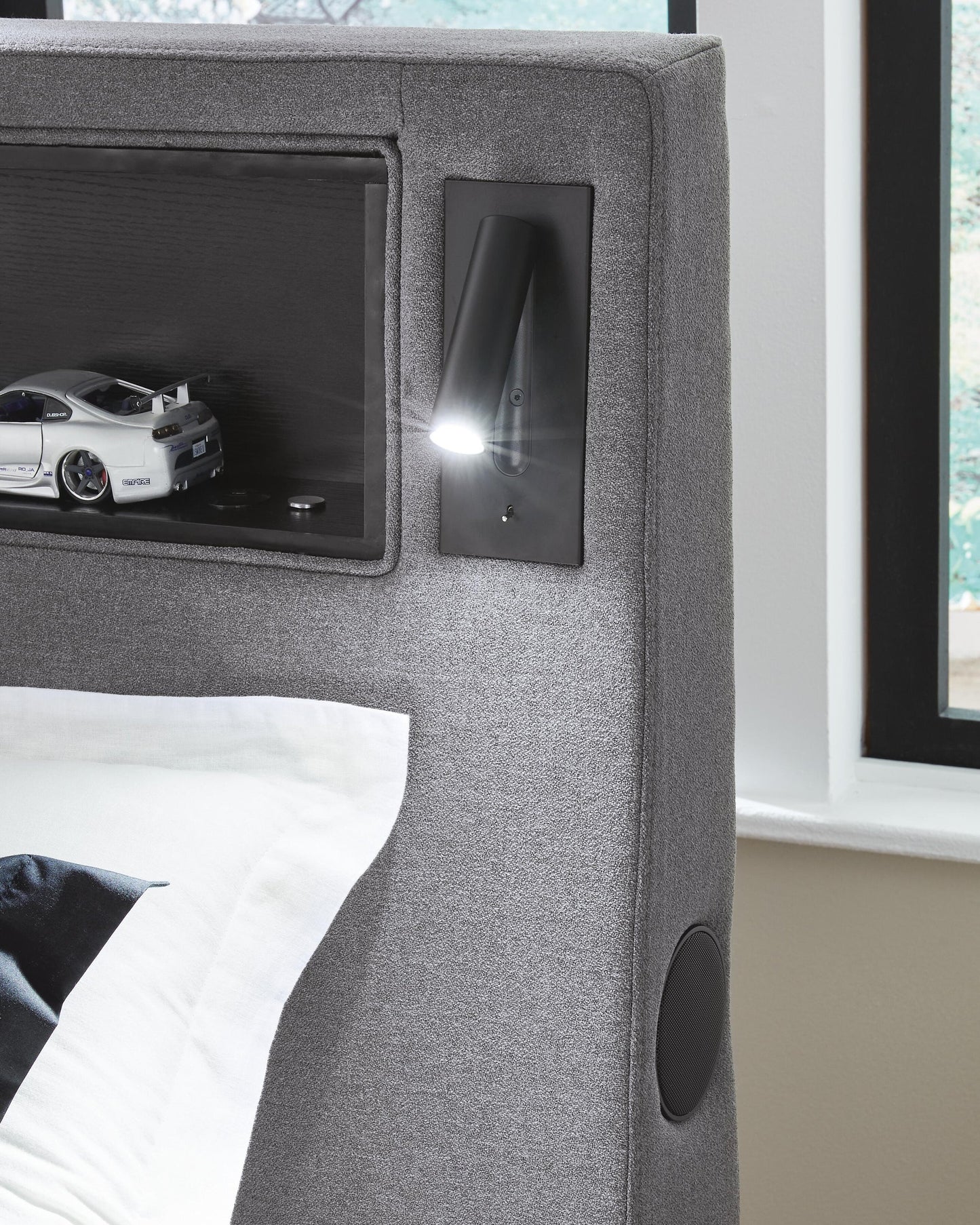 Verishaw Twin Upholstered Bed with Wireless Audio