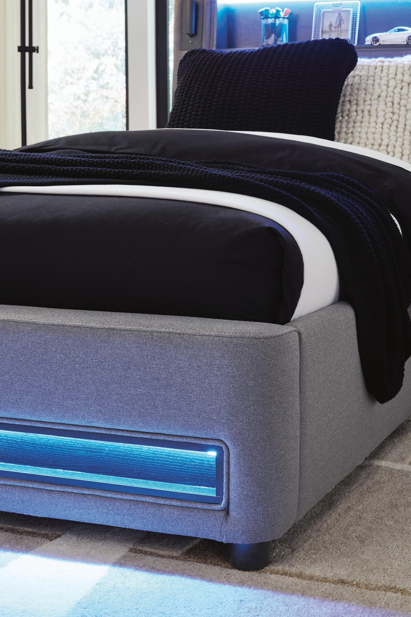 Verishaw Twin Upholstered Bed with Wireless Audio