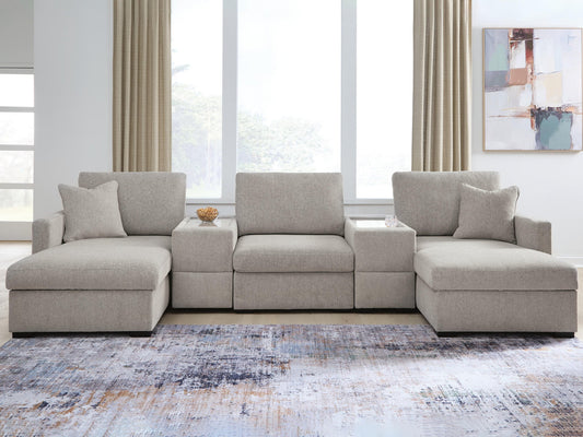 ModMax Luxe 5-Piece Double Chaise Sectional with Storage Consoles