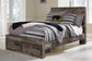 Derekson Full Panel Bed with 2 Storage Drawers with Mirrored Dresser