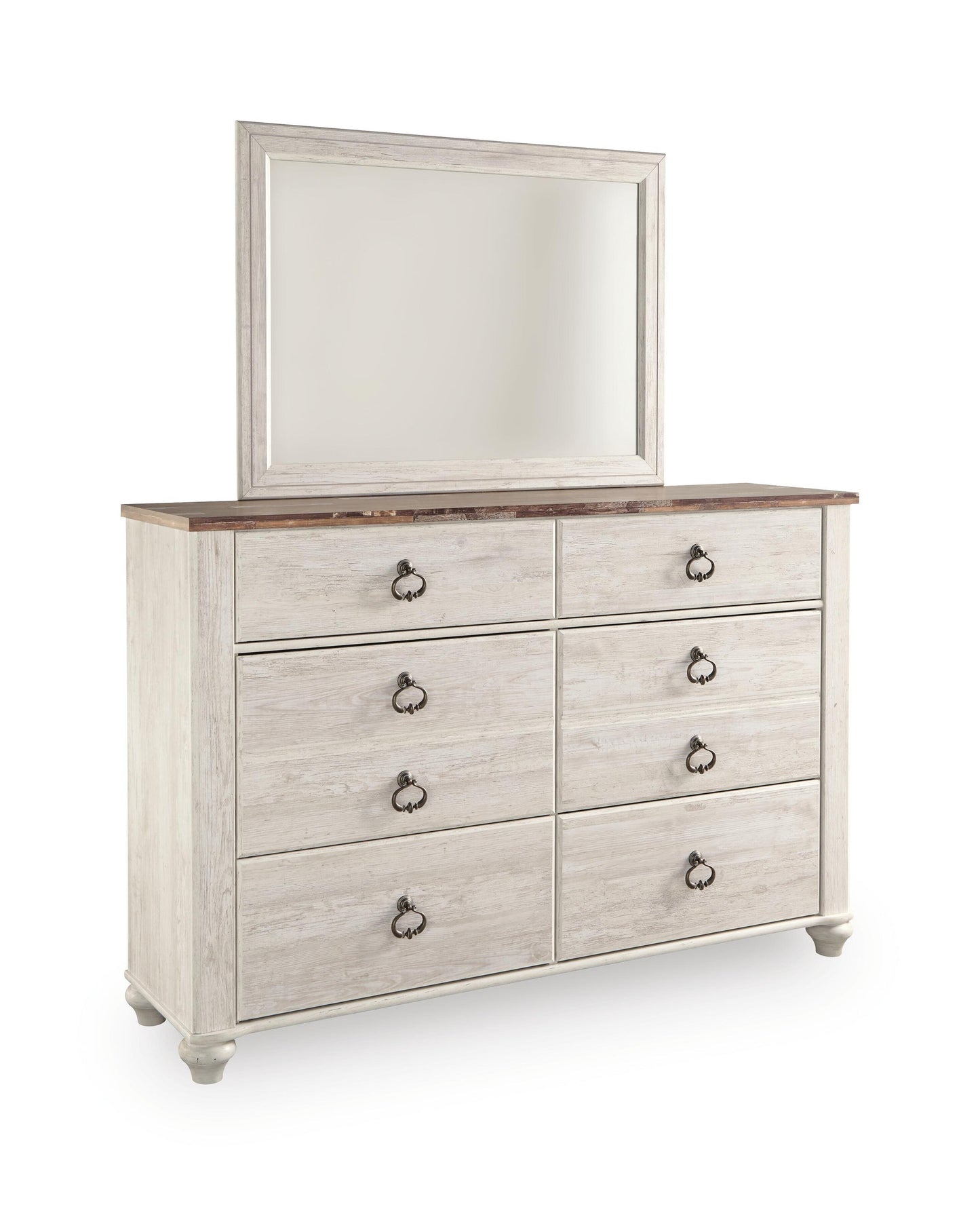 Willowton California King Panel Bed with Mirrored Dresser