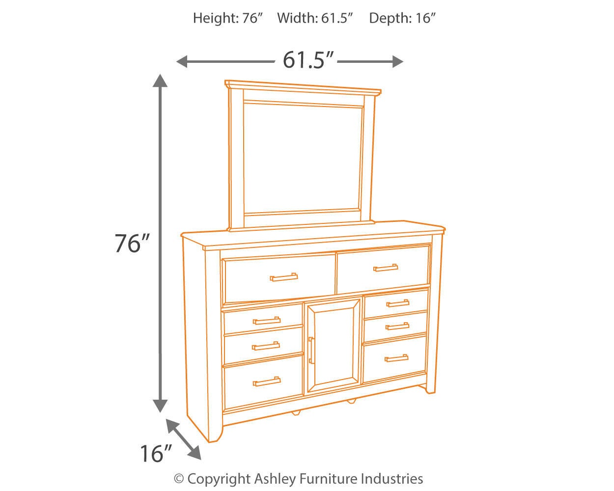Juararo Queen Panel Headboard Bed with Mirrored Dresser