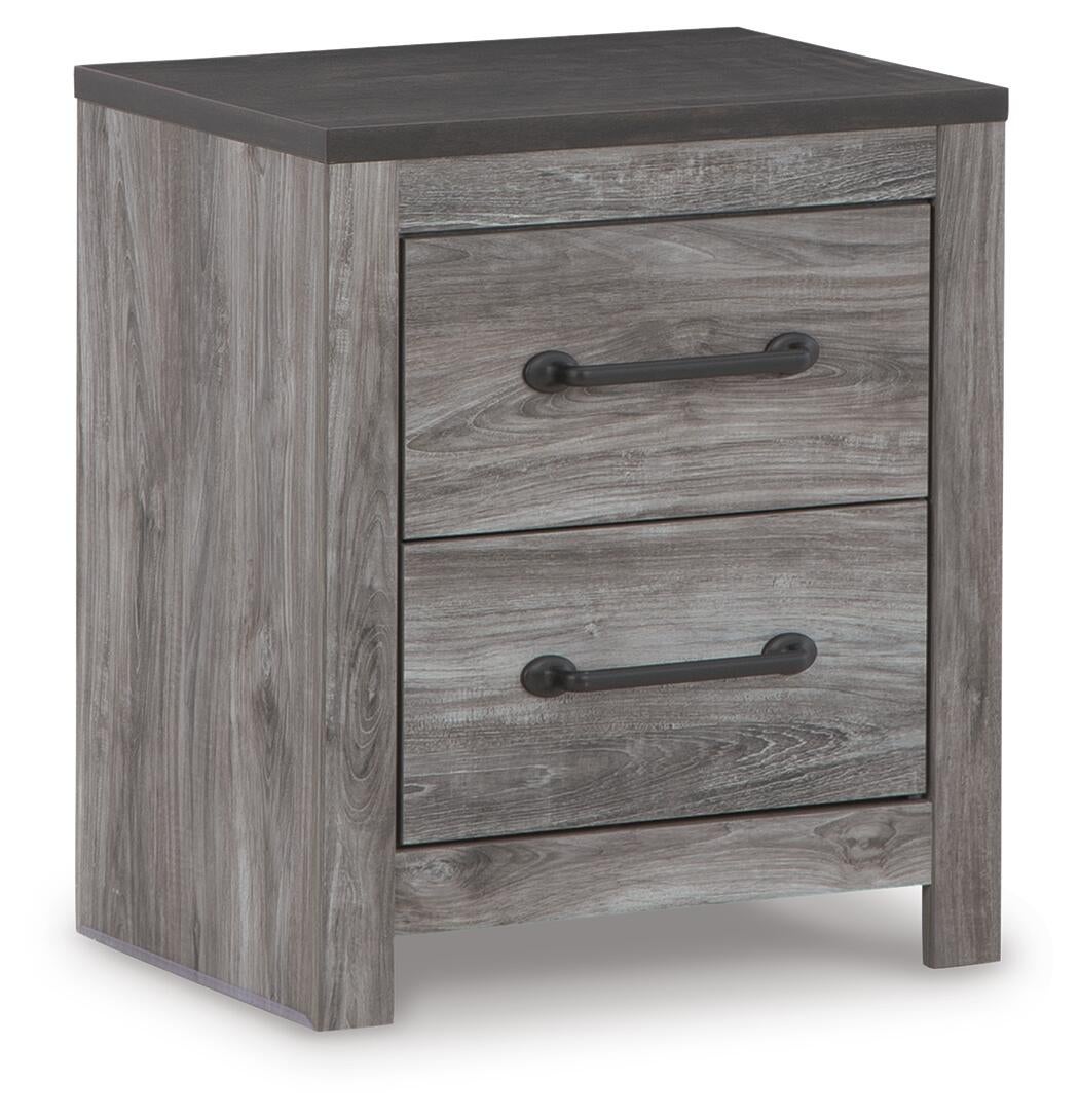 Bronyan King Panel Bed with Mirrored Dresser, Chest and Nightstand