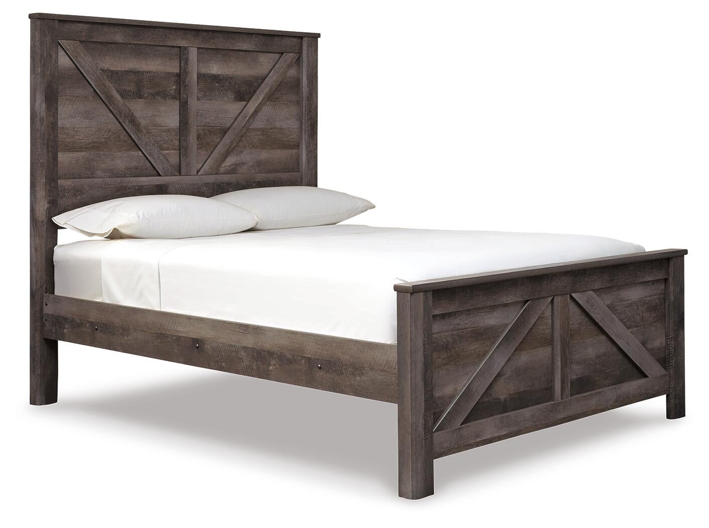 Wynnlow Queen Crossbuck Panel Bed with Mirrored Dresser, Chest and Nightstand