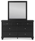Lanolee Full Panel Bed with Mirrored Dresser and Nightstand