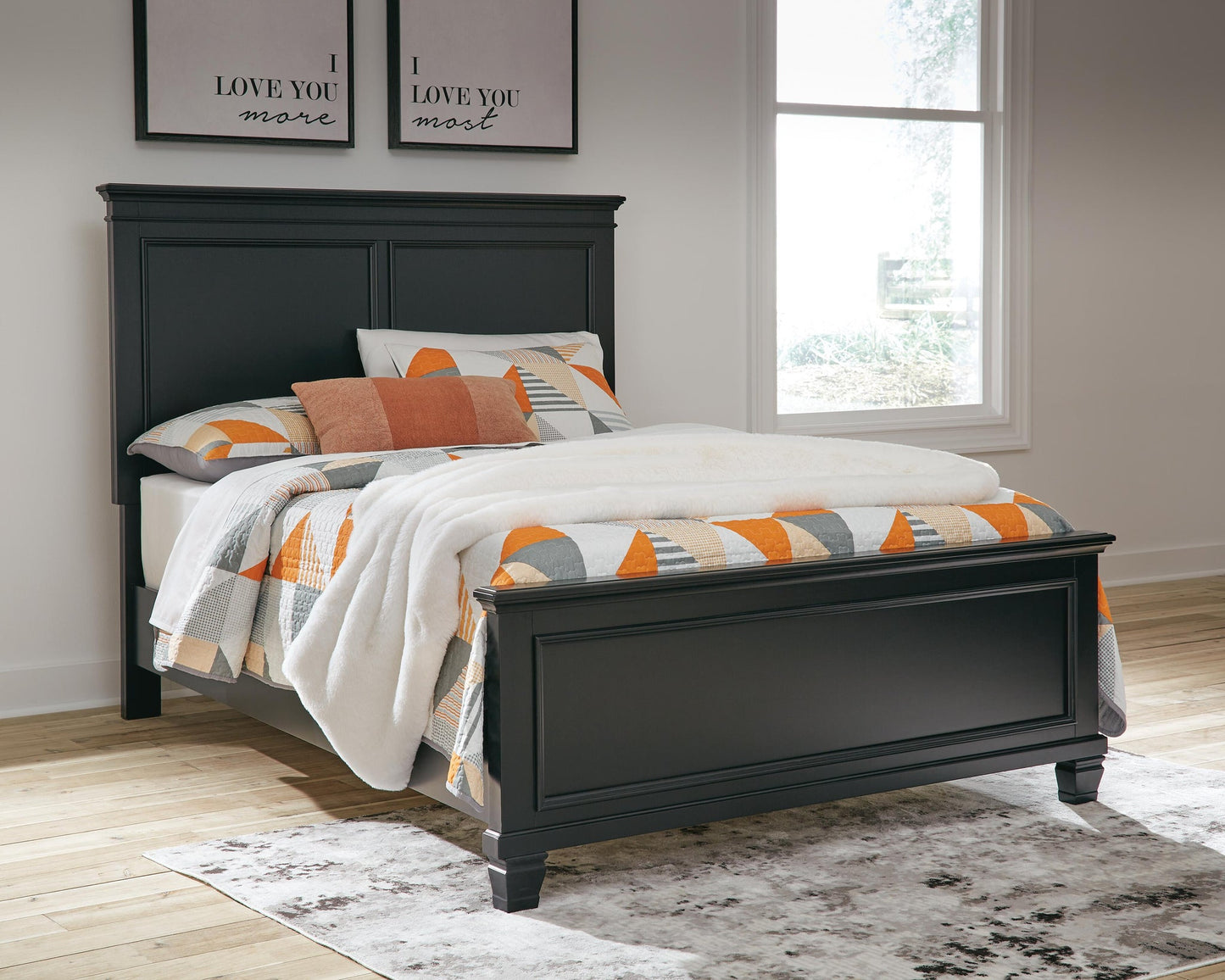 Lanolee Full Panel Bed with Mirrored Dresser and Nightstand