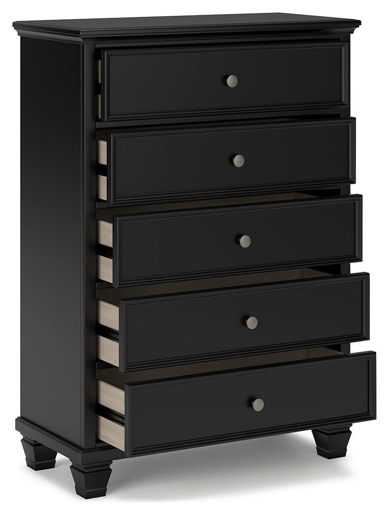 Lanolee Twin Panel Bed with Mirrored Dresser, Chest and Nightstand