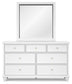 Fortman California King Panel Bed with Mirrored Dresser and Nightstand