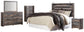 Drystan King Panel Headboard Bed with Mirrored Dresser, Chest and Nightstand