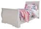 Anarasia Twin Sleigh Bed with Mirrored Dresser and Nightstand