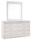 Anarasia Queen Sleigh Bed with Mirrored Dresser and Nightstand