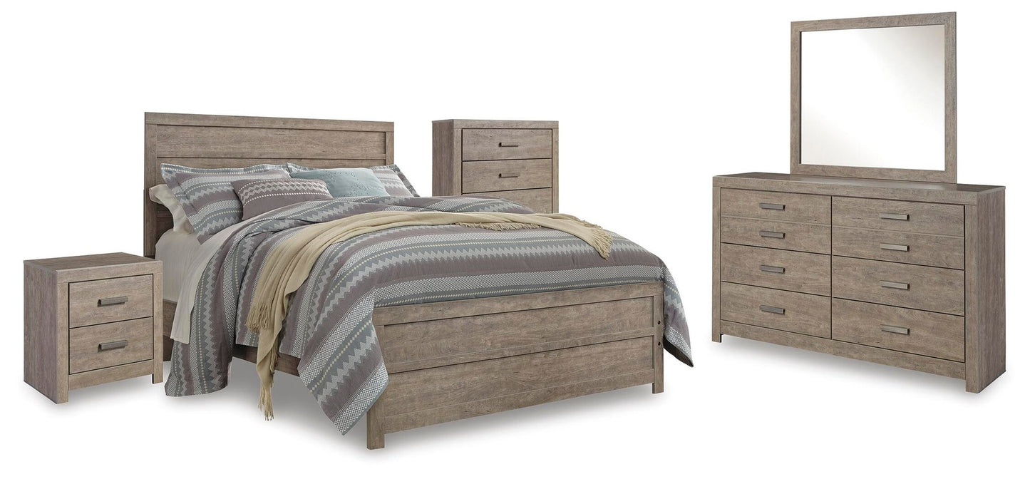 Culverbach Queen Panel Bed with Mirrored Dresser, Chest and Nightstand