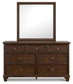 Danabrin King Panel Bed with Mirrored Dresser and Nightstand