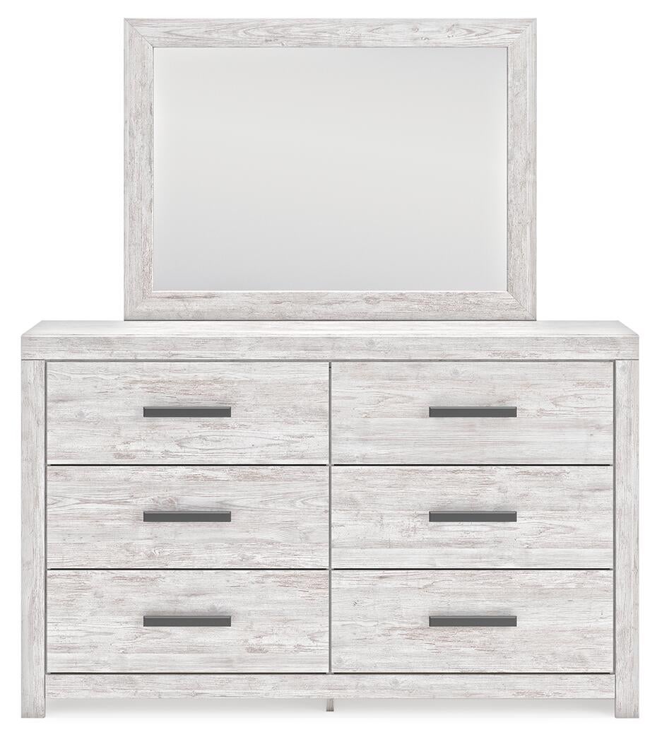 Cayboni Full Panel Bed with Mirrored Dresser and Nightstand