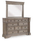 Blairhurst California King Panel Bed with Mirrored Dresser and Nightstand