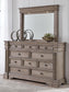 Blairhurst California King Panel Bed with Mirrored Dresser and Nightstand