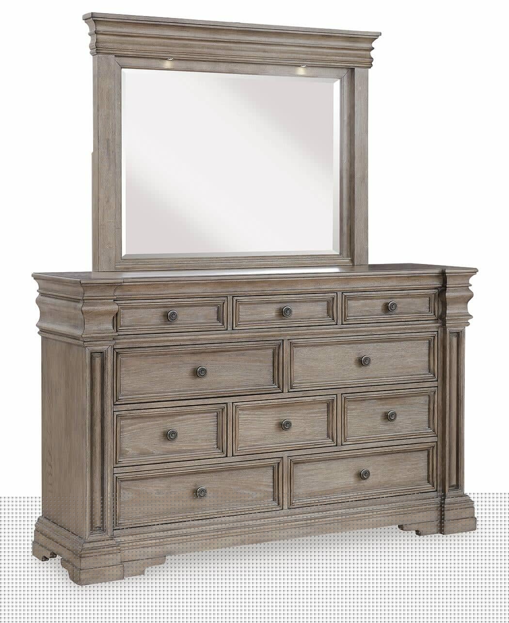 Blairhurst King Panel Bed with Mirrored Dresser and Nightstand