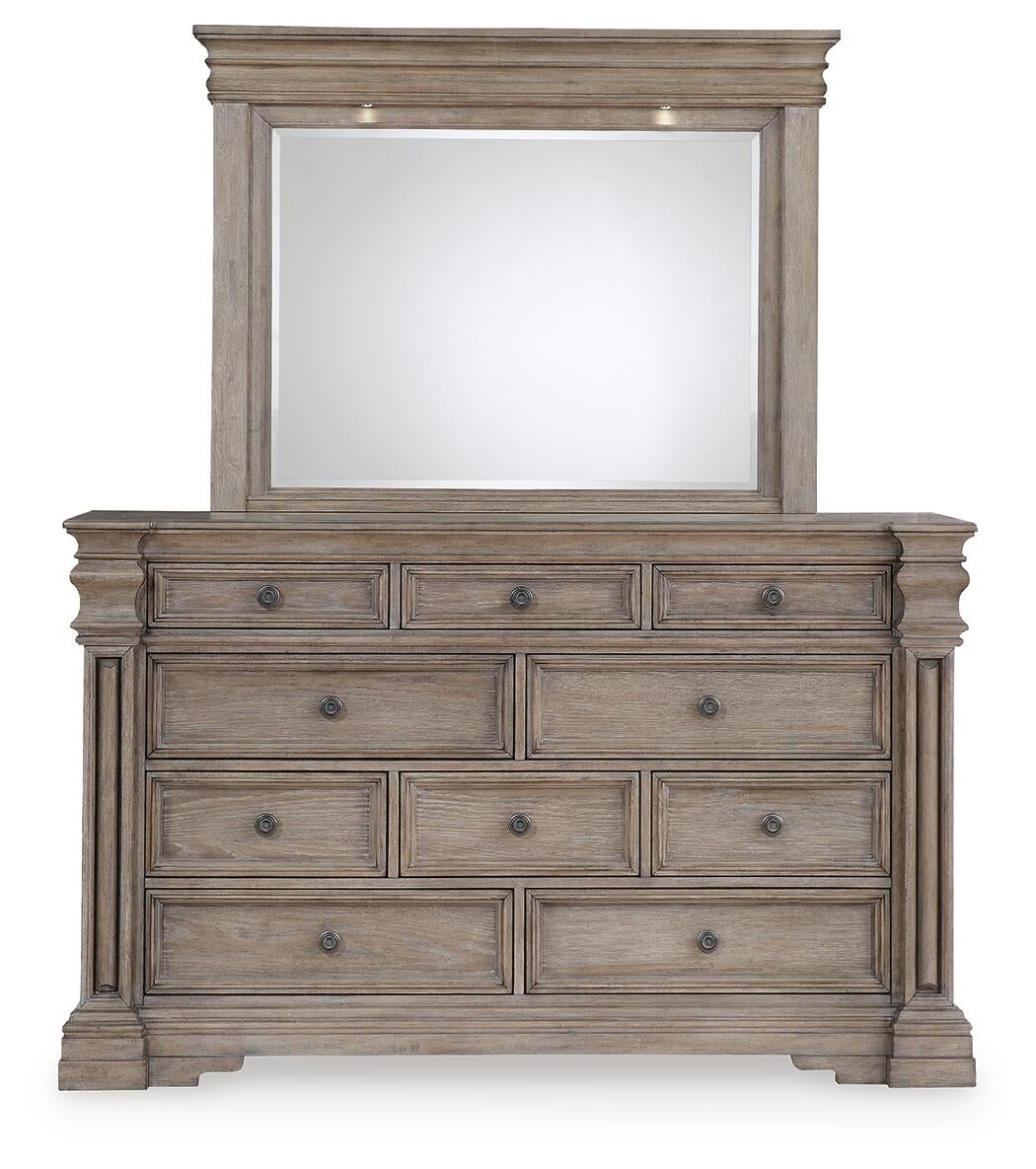 Blairhurst King Panel Bed with Mirrored Dresser and Nightstand
