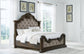 Maylee Queen Upholstered Bed with Mirrored Dresser and Nightstand