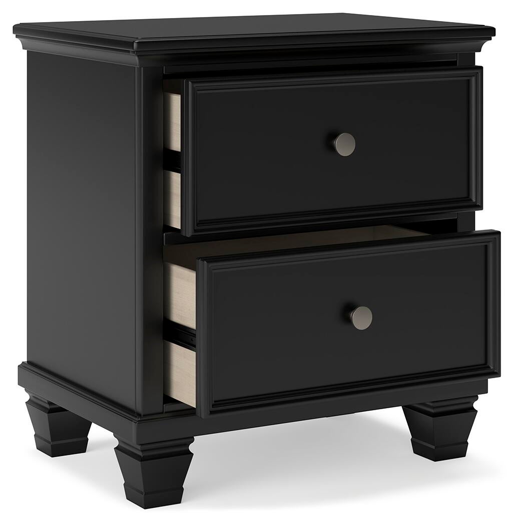 Lanolee California King Panel Bed with Mirrored Dresser and Nightstand