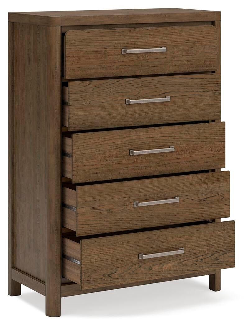 Cabalynn California King Upholstered Bed with Mirrored Dresser, Chest and Nightstand