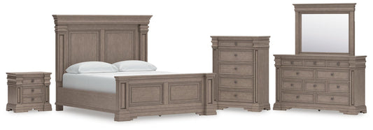 Blairhurst California King Panel Bed, Dresser, Mirror, Chest and Nightstand