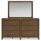 Cabalynn Queen Upholstered Bed with Mirrored Dresser and Nightstand