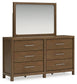 Cabalynn Queen Upholstered Bed with Mirrored Dresser