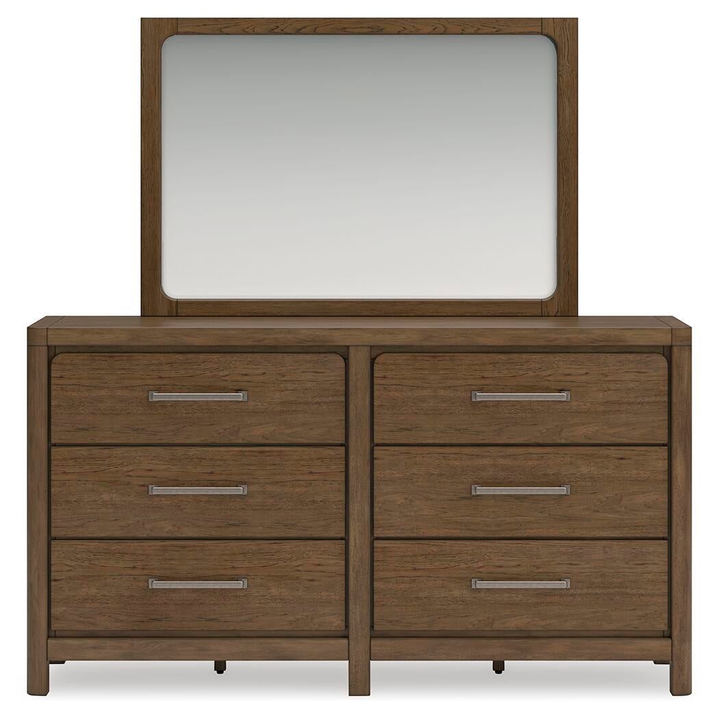 Cabalynn Queen Upholstered Bed with Mirrored Dresser