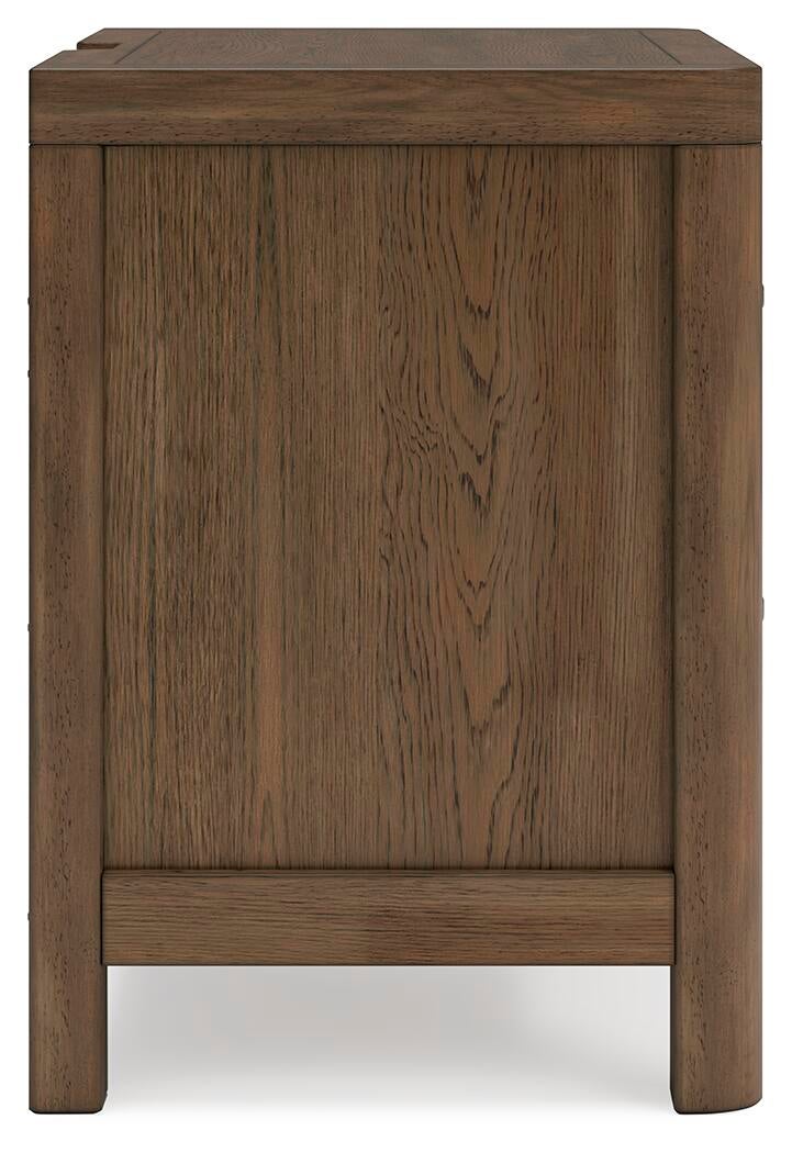 Cabalynn King Panel Bed with Storage with Mirrored Dresser and Nightstand