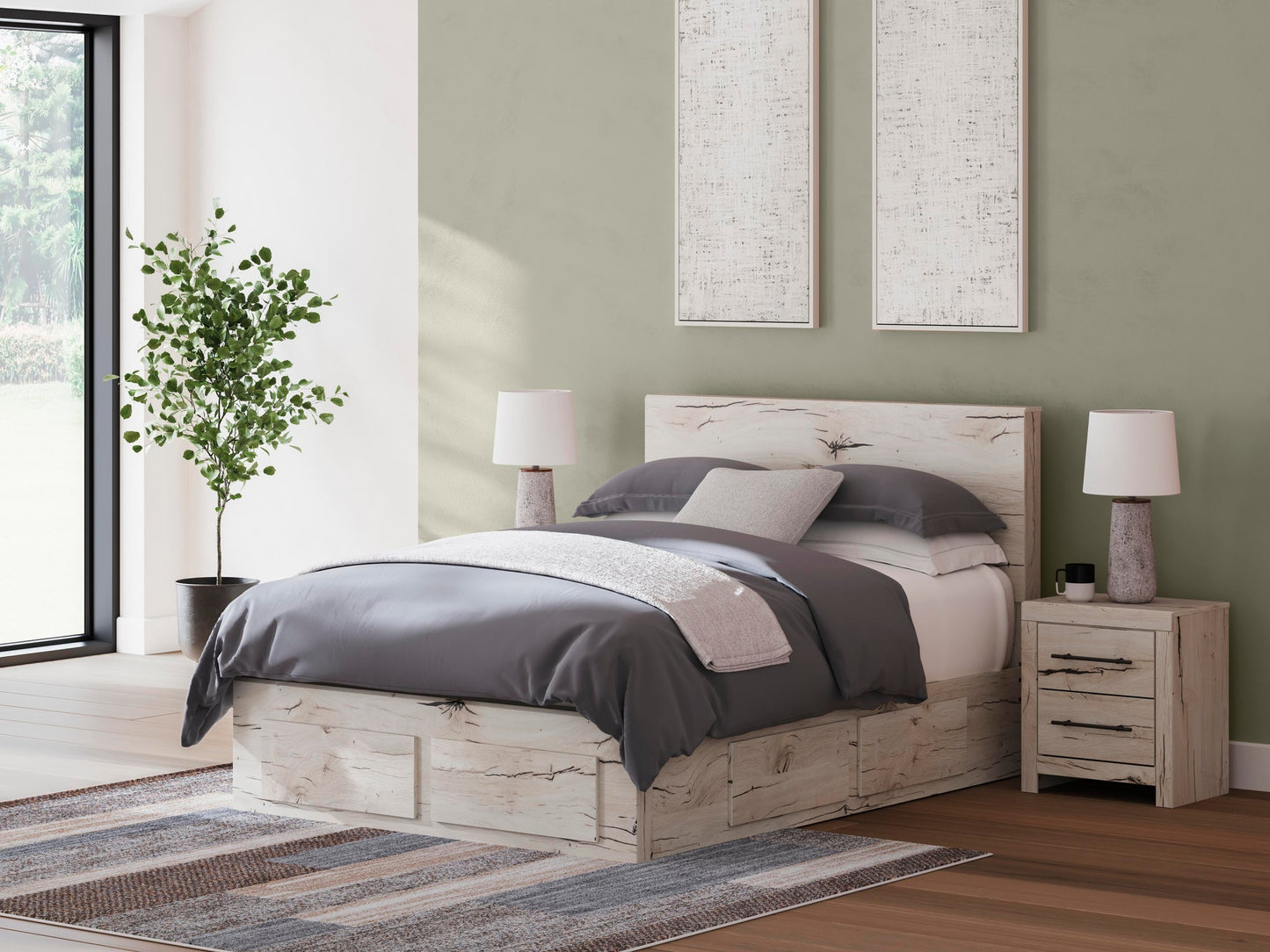 Lawroy Queen Panel Storage Bed, Dresser, Mirror, Chest and Nightstand