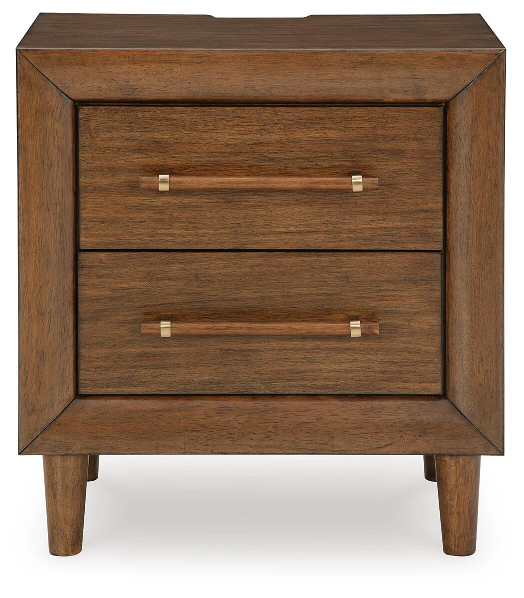 Lyncott Queen Upholstered Panel Bed, Dresser, Mirror, Chest and Nightstand