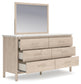 Cadmori Queen Upholstered Panel Bed with Mirrored Dresser, Chest and Nightstand