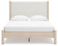 Cadmori Queen Upholstered Panel Bed with Mirrored Dresser, Chest and Nightstand
