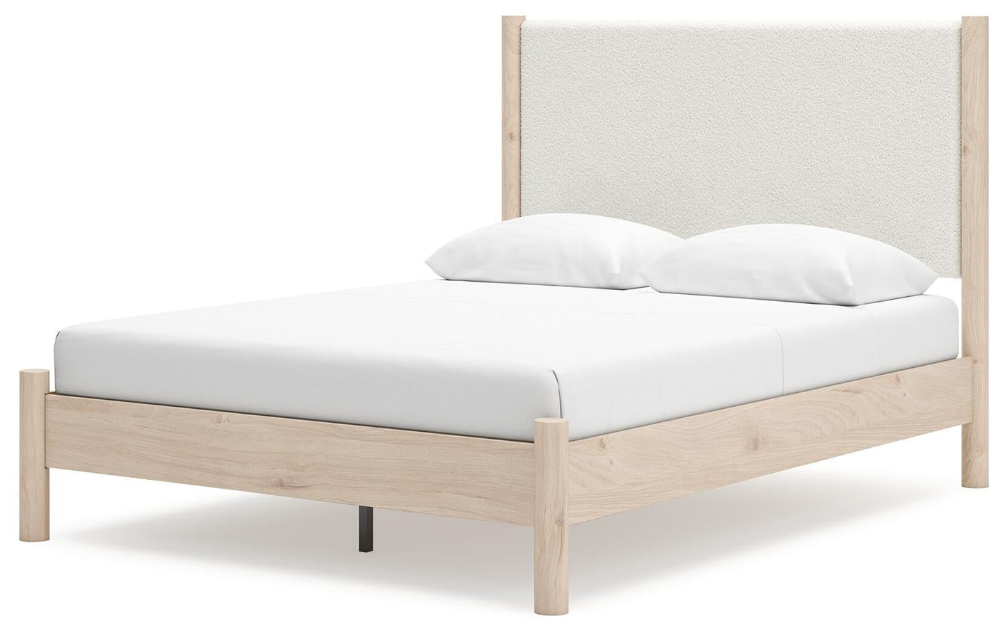 Cadmori Queen Upholstered Panel Bed with Mirrored Dresser, Chest and Nightstand