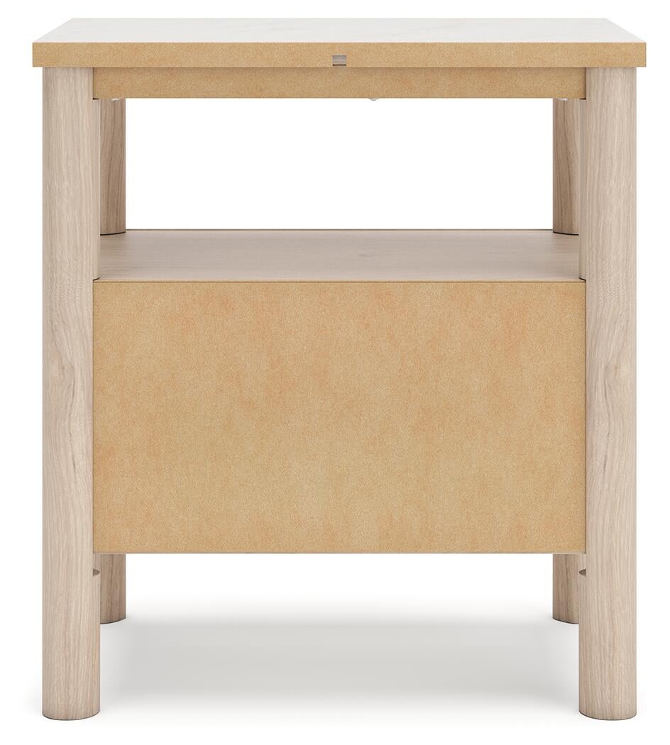 Cadmori Queen Upholstered Panel Bed with Mirrored Dresser, Chest and Nightstand