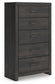 Delmorta Full Panel Bed with Storage, Dresser, Mirror, Chest and Nightstand