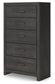 Delmorta Full Panel Bed with Storage, Dresser, Mirror, Chest and Nightstand