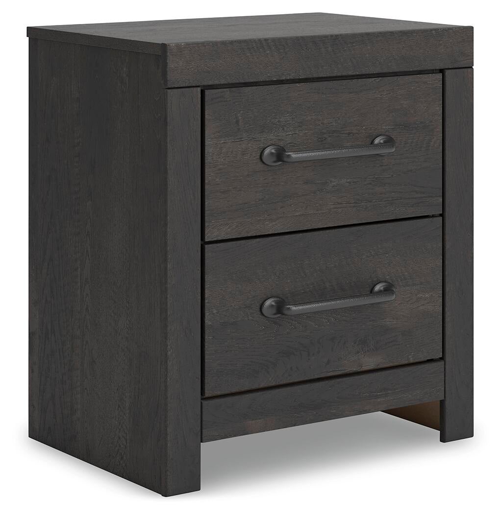 Delmorta Full Panel Bed with Storage, Dresser, Mirror, Chest and Nightstand