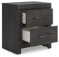 Delmorta Full Panel Bed with Storage, Dresser, Mirror, Chest and Nightstand